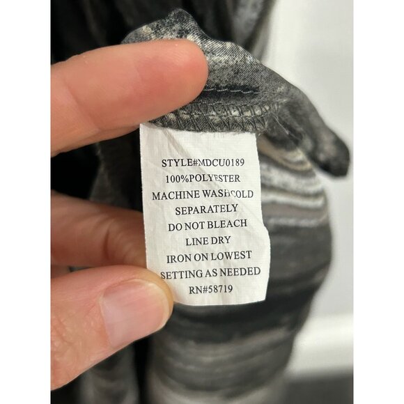 Elementz Womens Sleeveless Abstract Black Silver Print Peplum Dress Sz Small - Picture 7 of 10